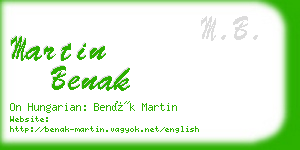 martin benak business card